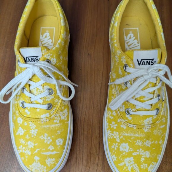 Vans Shoes Women 9 Doheny Yellow Floral Low Tops Skate Sneakers Chill Hawaiian - Picture 3 of 11